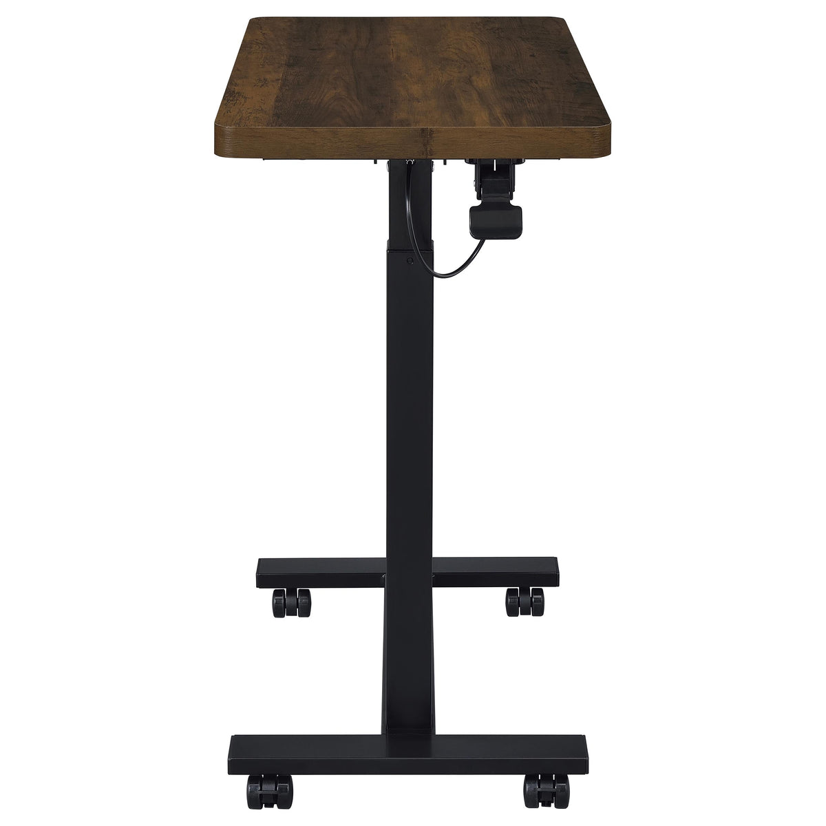 Westpark Adjustable Height C-Shape Side Table - Pneumatic Lift & Casters in Dark Pine – view 8