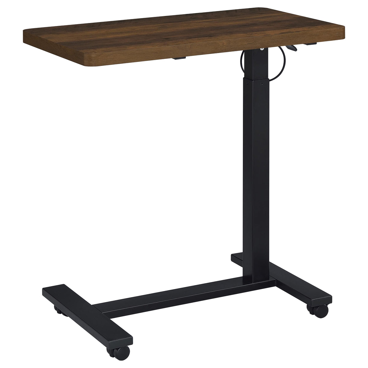 Westpark Adjustable Height C-Shape Side Table - Pneumatic Lift & Casters in Dark Pine – view 9