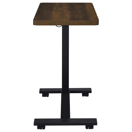 Westpark Adjustable Height C-Shape Side Table - Pneumatic Lift & Casters in Dark Pine – view 11