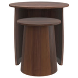 Yency 2-Piece Round Solid Mango Wood Nesting Tables - Mid-Century Dark Brown, Arrive Assembled – view 3