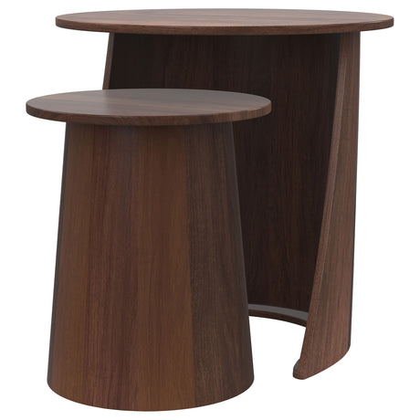 Yency 2-Piece Round Solid Mango Wood Nesting Tables - Mid-Century Dark Brown, Arrive Assembled – view 4
