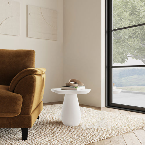 Perth 17" Cloud-Shaped Side Table - Sculptural Modern Accent Table in Off White