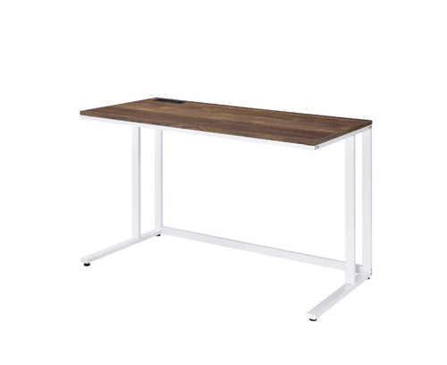 Tyrese Writing Desk - Built-In USB Port & Metal Open Base in Walnut with White or Black