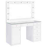 Acena Lighted Vanity Set with 7 Drawers - White High Gloss