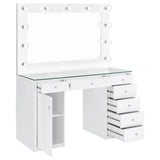 Acena Lighted Vanity Set with 7 Drawers - Hollywood Mirror with 11 Globe Lights in White or Black High Gloss – view 5
