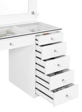 Acena Lighted Vanity Set with 7 Drawers - Hollywood Mirror with 11 Globe Lights in White or Black High Gloss – view 7
