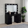 Acena Lighted Vanity Set with 7 Drawers - Hollywood Mirror with 11 Globe Lights in White or Black High Gloss – view 2