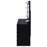 Acena Lighted Vanity Set with 7 Drawers - Hollywood Mirror with 11 Globe Lights in White or Black High Gloss – view 12