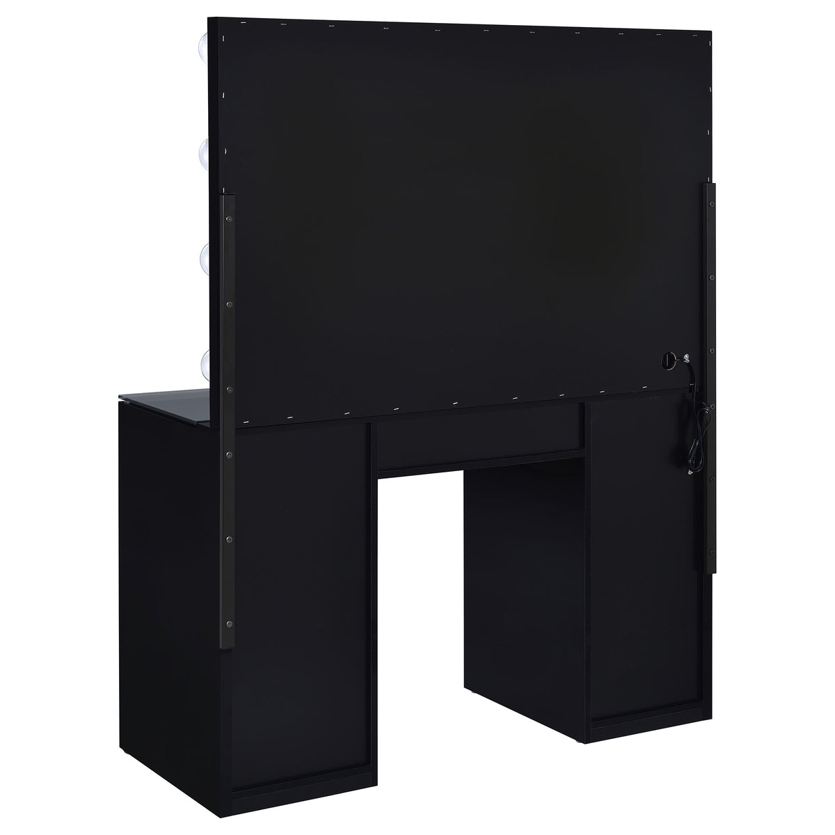 Acena Lighted Vanity Set with 7 Drawers - Hollywood Mirror with 11 Globe Lights in White or Black High Gloss – view 13