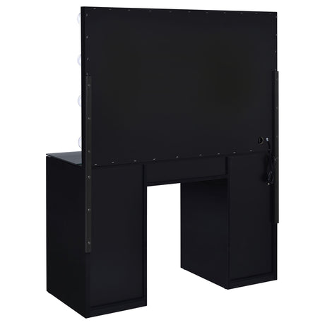 Acena Lighted Vanity Set with 7 Drawers - Hollywood Mirror with 11 Globe Lights in White or Black High Gloss – view 13