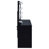 Acena Lighted Vanity Set with 7 Drawers - Hollywood Mirror with 11 Globe Lights in White or Black High Gloss – view 15