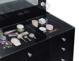 Acena Lighted Vanity Set with 7 Drawers - Hollywood Mirror with 11 Globe Lights in White or Black High Gloss – view 16