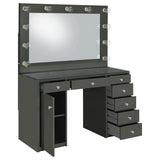 Acena 7-Drawer Vanity Set with Lighted Mirror - Hollywood Style in Grey High Gloss – view 4