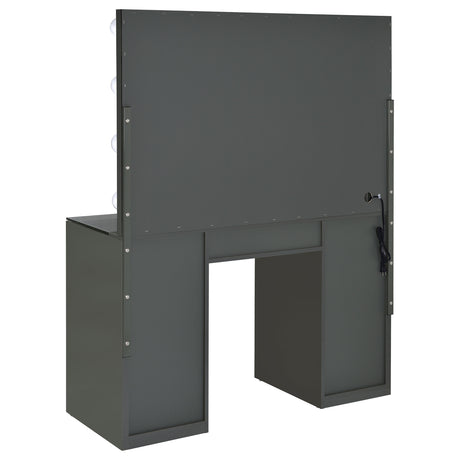 Acena 7-Drawer Vanity Set with Lighted Mirror - Hollywood Style in Grey High Gloss – view 7