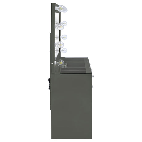 Acena 7-Drawer Vanity Set with Lighted Mirror - Hollywood Style in Grey High Gloss – view 9