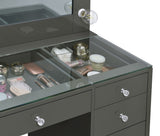Acena 7-Drawer Vanity Set with Lighted Mirror - Hollywood Style in Grey High Gloss – view 10