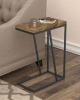 Sergio C-Shaped Side Table - Rustic Tobacco Top on Black Metal Base – view 1