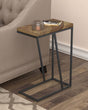 Sergio C-Shaped Side Table - Rustic Tobacco Top on Black Metal Base – view 1