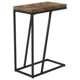 Sergio C-Shaped Side Table - Rustic Tobacco Top on Black Metal Base – view 4