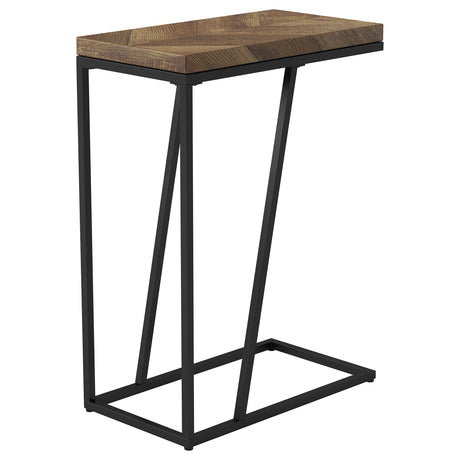 Sergio C-Shaped Side Table - Rustic Tobacco Top on Black Metal Base – view 4