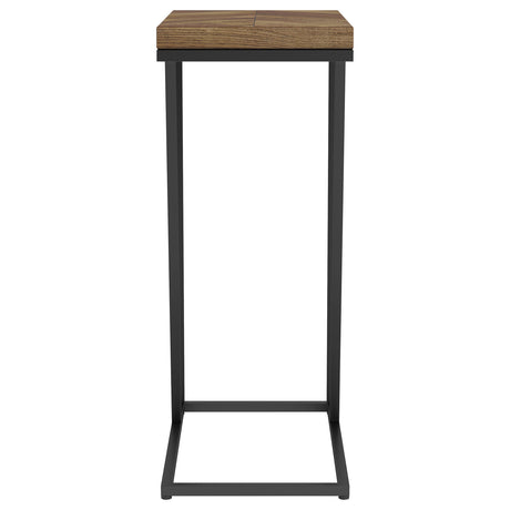 Sergio C-Shaped Side Table - Rustic Tobacco Top on Black Metal Base – view 6