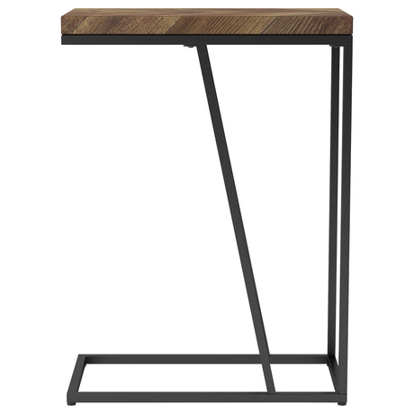 Sergio C-Shaped Side Table - Rustic Tobacco Top on Black Metal Base – view 7