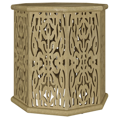 Torres Octagonal Carved Solid Mango Wood Side Table