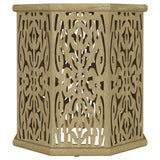 Torres Octagonal Carved Solid Mango Wood Side Table - Coastal Natural Drum, Arrives Assembled – view 3