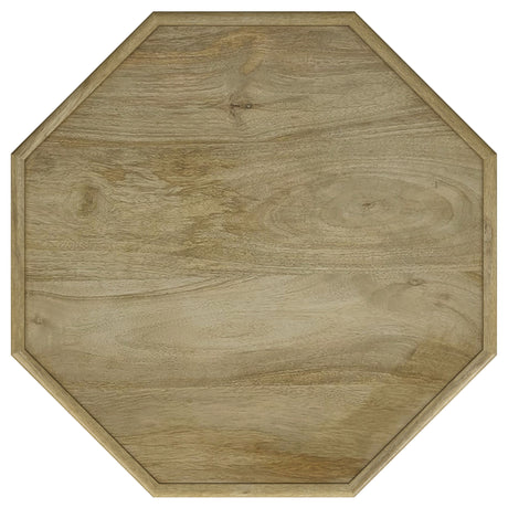 Torres Octagonal Carved Solid Mango Wood Side Table - Coastal Natural Drum, Arrives Assembled – view 4