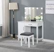Elijah Vanity Set with Lighted Hollywood Mirror & Stool - White with Dark Grey Cushion – view 1