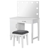 Elijah Vanity Set with Lighted Hollywood Mirror & Stool