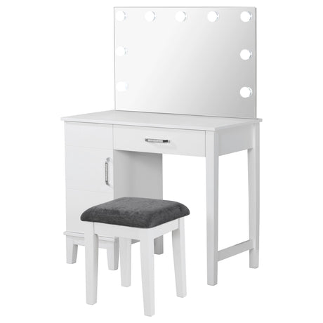 Elijah Vanity Set with Lighted Hollywood Mirror & Stool