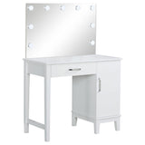 Elijah Vanity Set with Lighted Hollywood Mirror & Stool - White with Dark Grey Cushion – view 3