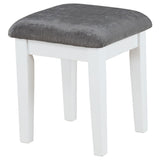 Elijah Vanity Set with Lighted Hollywood Mirror & Stool - White with Dark Grey Cushion – view 4