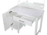 Elijah Vanity Set with Lighted Hollywood Mirror & Stool - White with Dark Grey Cushion – view 5