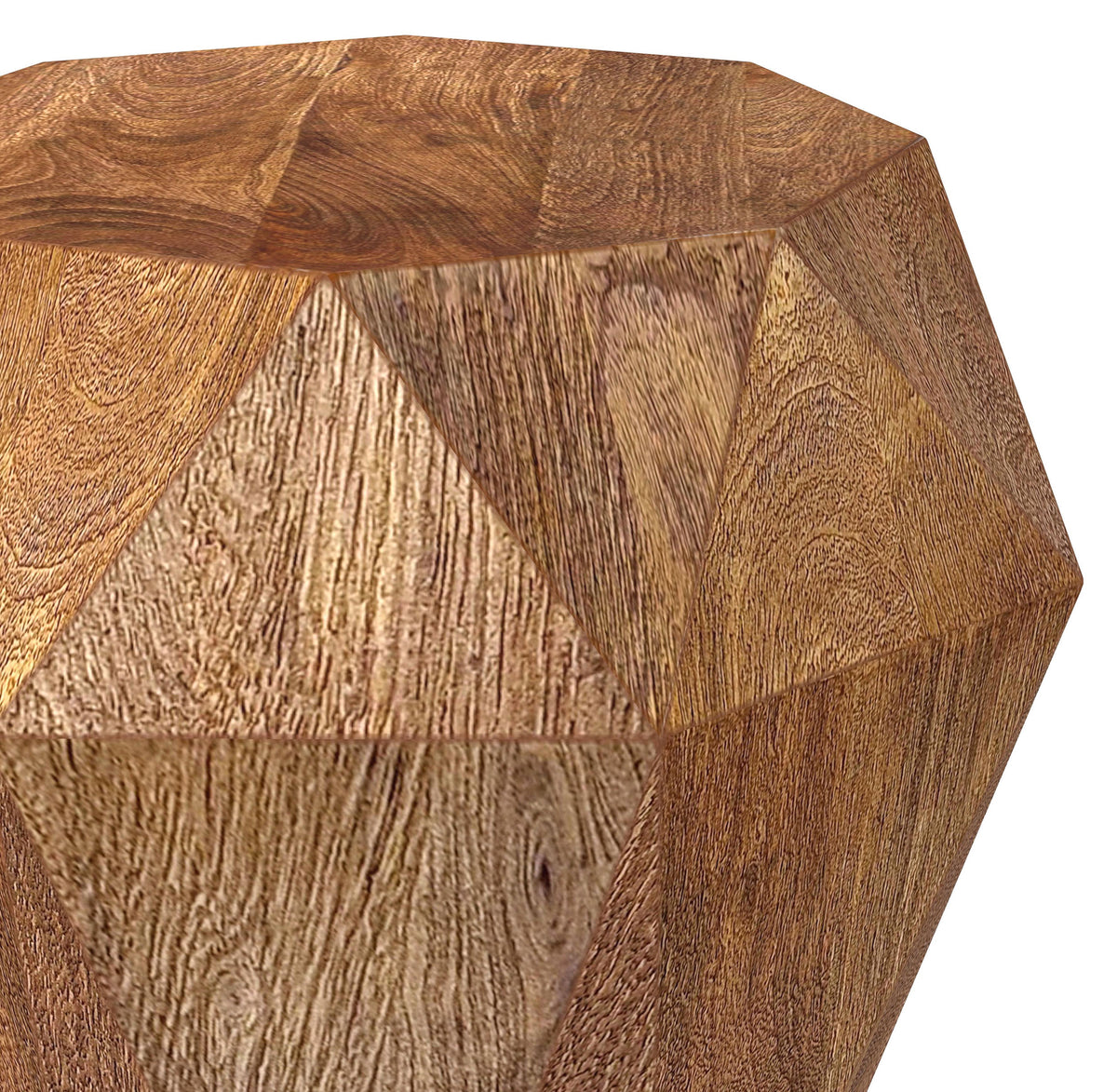Jacinto Octagonal Solid Mango Wood Side Table - Gemstone-Inspired Facets in Natural or Grey – view 6