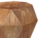 Jacinto Octagonal Solid Mango Wood Side Table - Gemstone-Inspired Facets in Natural or Grey – view 6