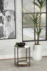 Noemie Round Marble Top Side Table - Gunmetal Iron Frame with Solid Mango Wood Shelf – view 1