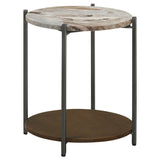 Noemie Round Marble Top Side Table - 
