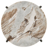 Noemie Round Marble Top Side Table - Gunmetal Iron Frame with Solid Mango Wood Shelf – view 4