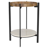 Adhvik Round End Table with Marble Shelf