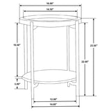 Adhvik Round End Table with Marble Shelf - Natural Mango Wood Top on Black Iron Legs – view 5