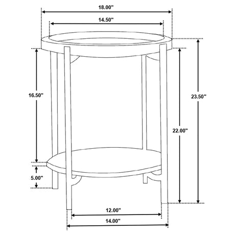 Adhvik Round End Table with Marble Shelf - Natural Mango Wood Top on Black Iron Legs – view 5