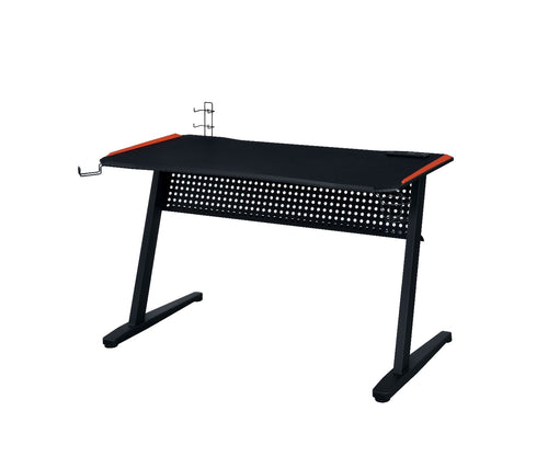 Dragi Gaming Desk - LED Light, USB Port, Cup & Headset Holders in Black & Red