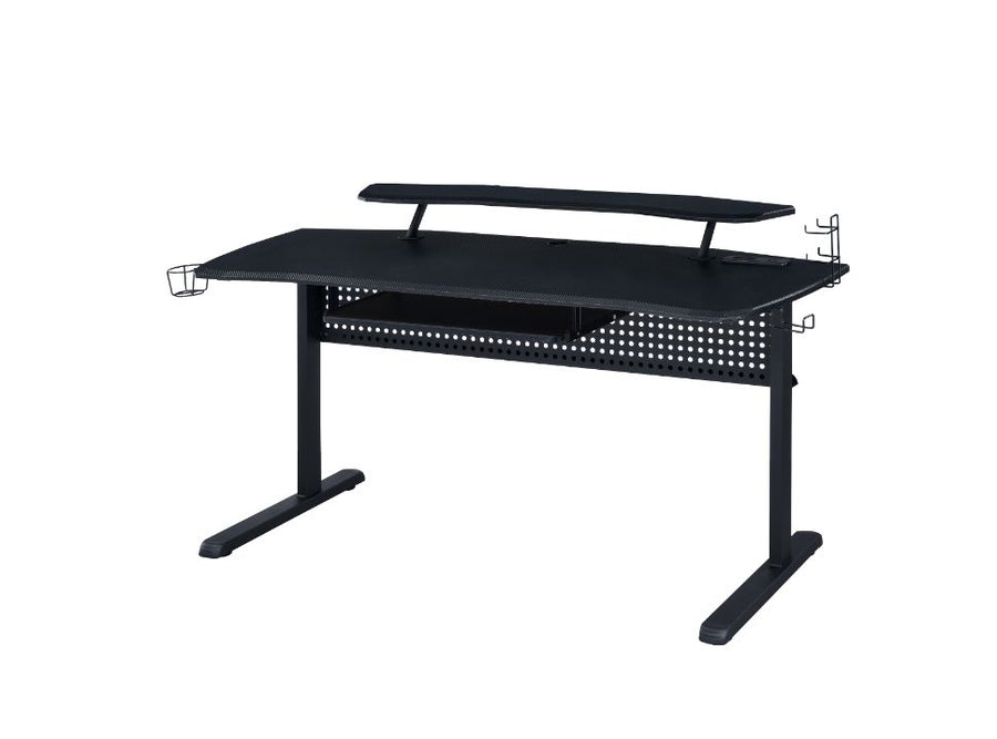 Vildre Gaming Desk - LED Light, USB Port & Keyboard Tray in Black or Black & White