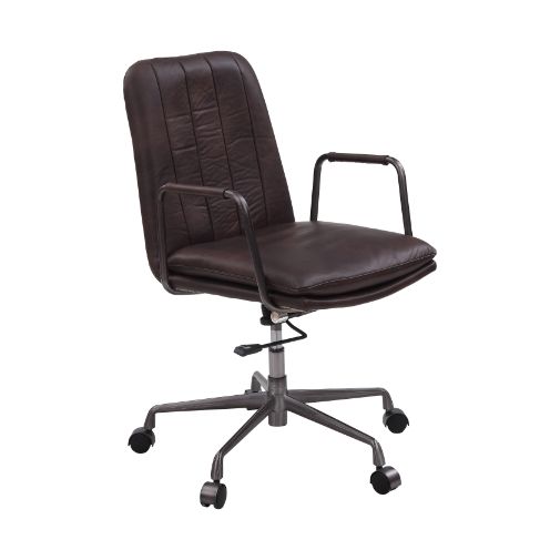 Eclarn Swivel Office Chair - Top Grain Leather with 5-Star Caster Base in Mars