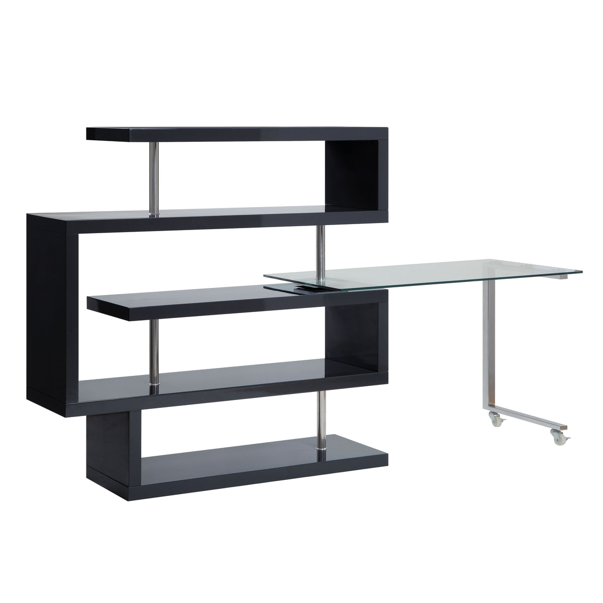 Buck II Swivel Writing Desk with Bookshelf