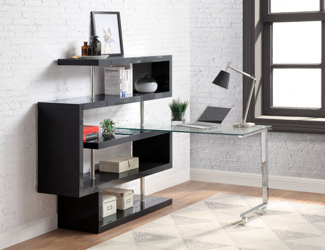 Buck II Swivel Writing Desk with Bookshelf