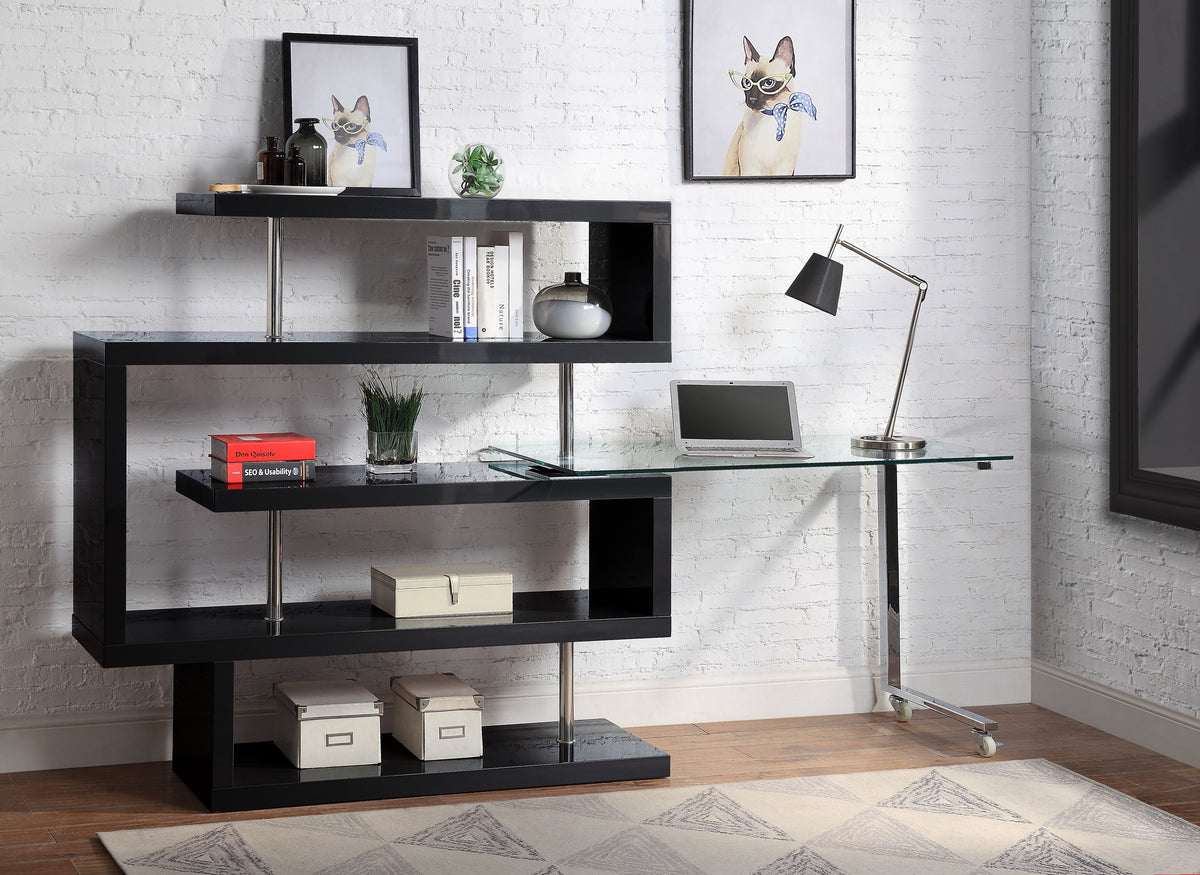 Buck II Swivel Writing Desk with Bookshelf
