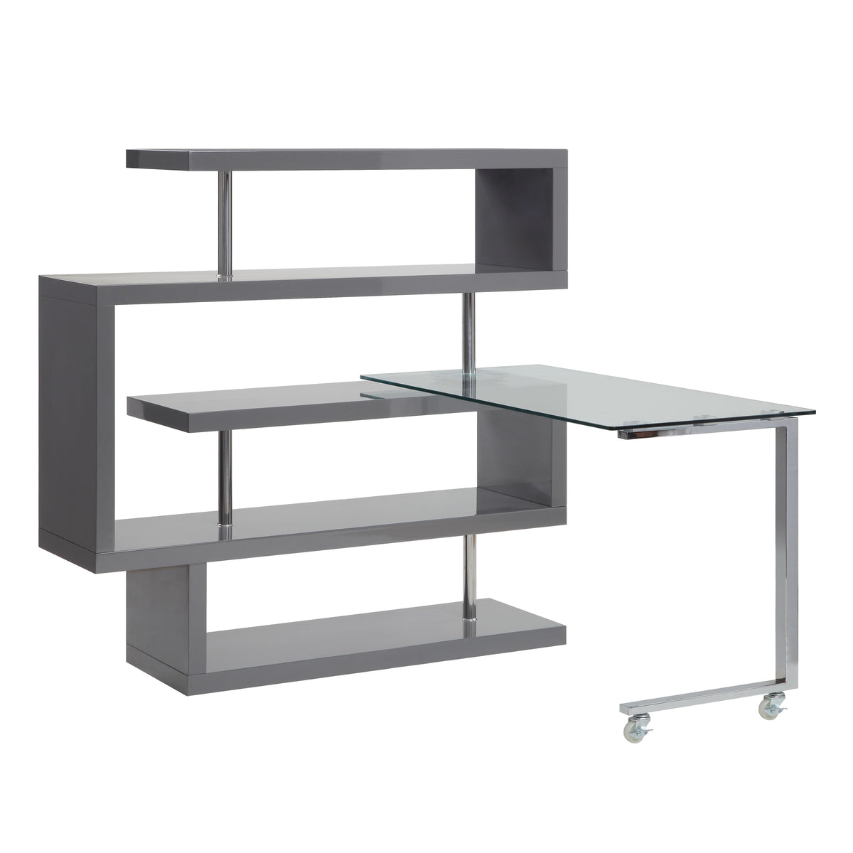 Buck II Swivel Writing Desk with Bookshelf